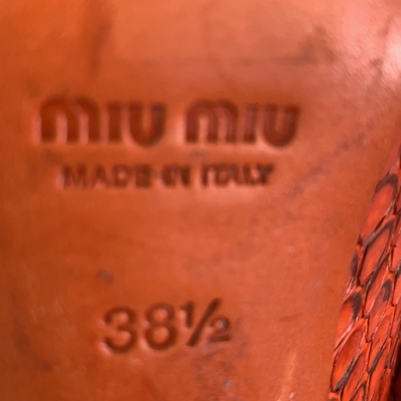 MIU MIU Python Embossed Peek A Boo Toe Heels - Picture 11 of 11